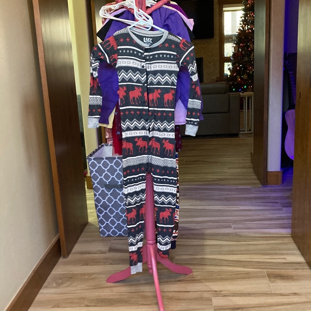 Lazy One Kids Pajama Set - Red and Black Moose Design